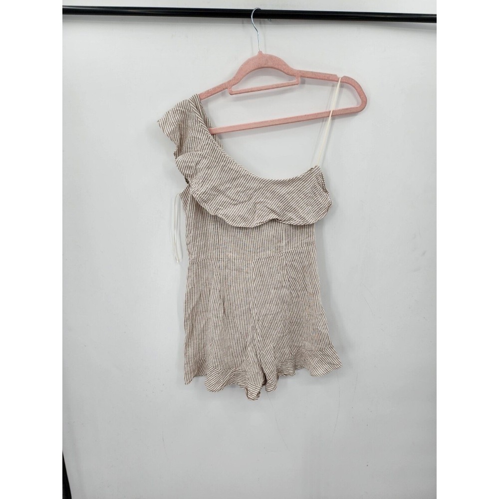 INTERMIX One-Shoulder Beige Ruffle Romper - Picture 8 of 11
